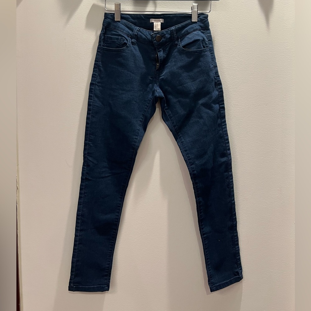Dark blue jeans.